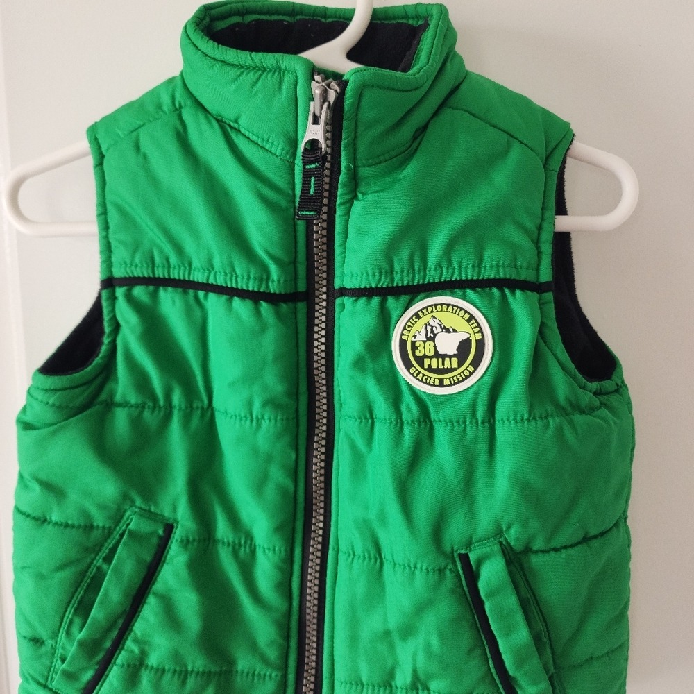 Carters Toddler 18M Green Arctic Exploration Fleece Lined Puffer Vest Spring